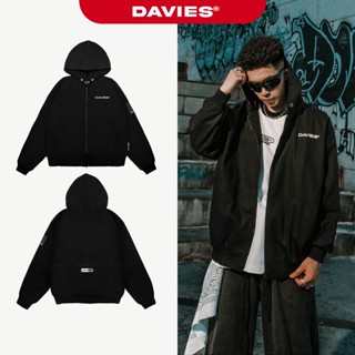 Áo khoác kaki có mũ DAVIES nam nữ màu đen form rộng đẹp Hooded Jacket local brand| D31-AK1
