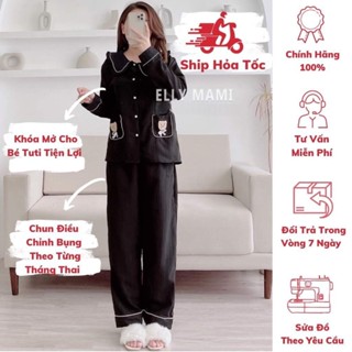 [BEST SELLER] ( 40kg - 85kg ) Đồ Bộ Bầu Và Sau Sinh Dài ,Gấu Túi , Cổ Bèo , Form Dễ Mặc , Siêu Mát