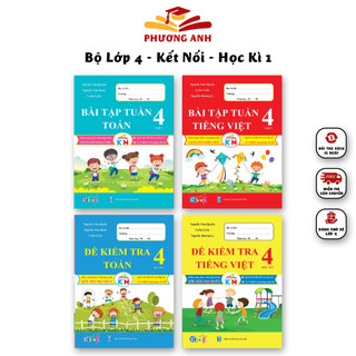 Sách - Combo Bài Tập Tuần và Đề Kiểm Tra lớp 4 - Toán và Tiếng Việt Chương Trình Kết Nối Tri Thức Học kì 1 (4 cuốn)