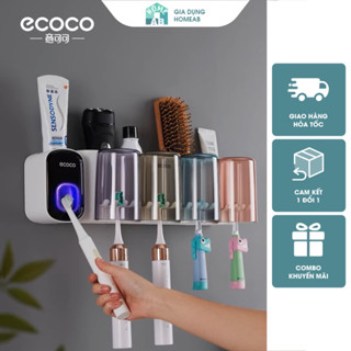 Kệ Để Đồ Nhà Tắm Ecoco, Kệ Cắm Bàn Chải Kèm Cốc Tiện Lợi Sang Trọng (Tặng kèm miếng dán tường siêu chắc)