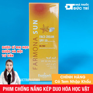 Kem Chống Nắng Farmona Sun Face Cream SPF50 Oil Free - Phim chống nắng kép Duo hóa học và vật lý bảo vệ da 50ml