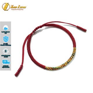Vòng tay may mắn chỉ đỏ đô bện chỉ ngũ sắc tây tạng ở giữa hợp mệnh bình an - DIY TUỆ LÂM