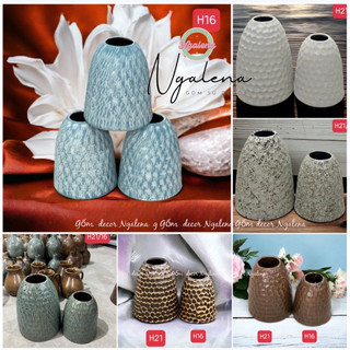 Chuông gốm cắm hoa, Bình hoa, lọ cắm hoa gốm sứ Bát Tràng tổ ong H16-21