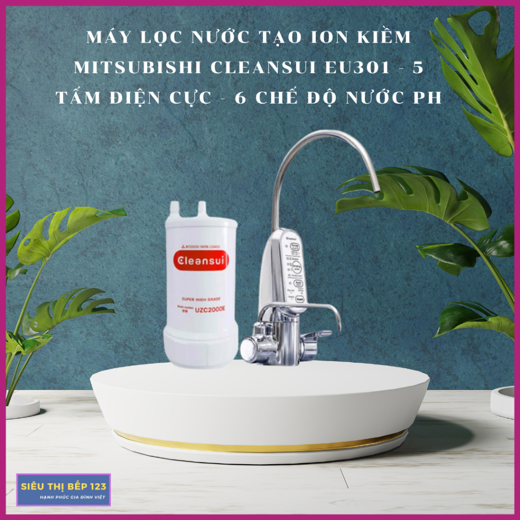 Máy Lọc Nước Tạo Ion Kiềm Mitsubishi Cleansui EU301 - 5 Tấm Điện Cực - 6 Chế Độ Nước pH