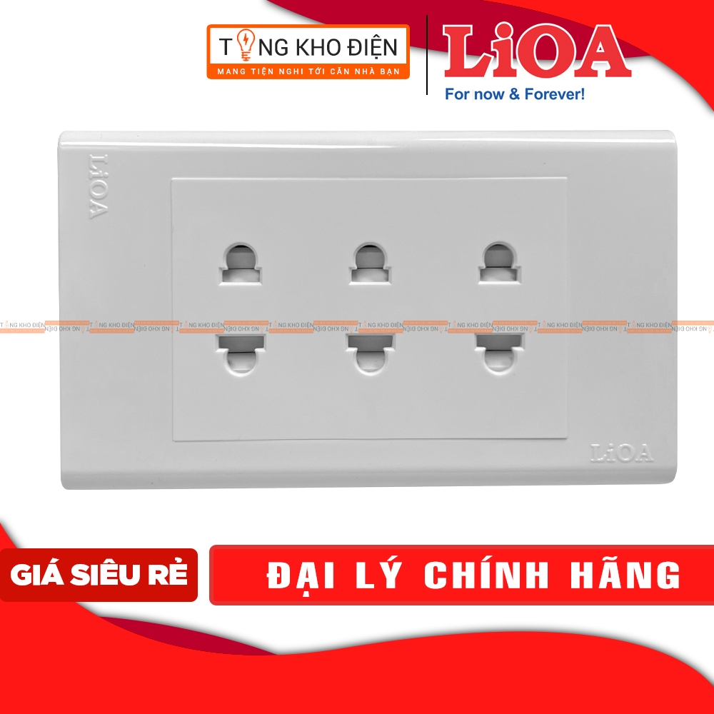 [CHÍNH HÃNG] Mặt 3 ổ cắm LiOA (âm tường + lắp nổi)