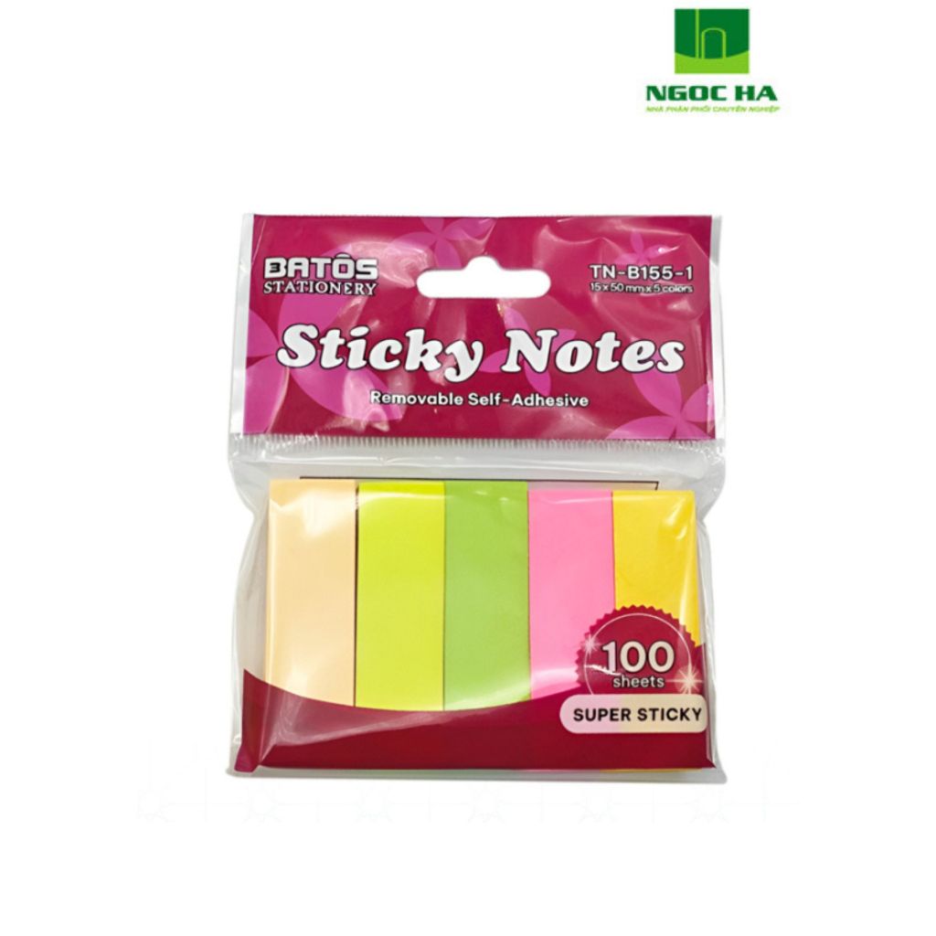 Giấy note trình ký Batos Stationery TN-B155-1 5 màu/ xấp