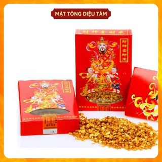 Gạo vàng thần tài kim tiền đặt bàn thờ tài lộc hộp khoảng 60g