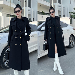 Áo Khoác măng tô nữ dáng dài cao cấp dành cho nữ, áo khoác ngoài chất liệu kaki dày dặn đính khuy đồng sang chảnh