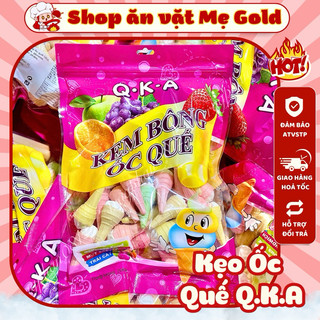 Kẹo ốc quế Q.K.A, kem bông ốc quế tí hon, kẹo marshmallow sắc màu tuổi thơ