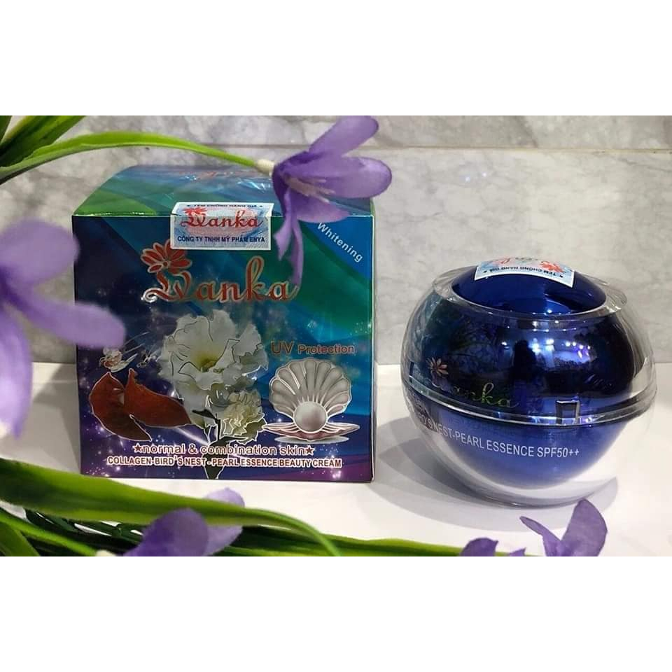 Kem LVANKA trắng da Collagen - Tổ Yến - Ngọc trai 25g (Xanh)