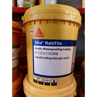 Sơn chống thấm sika raintite gốc acrylic thùng 4kg cho tường đứng, sàn mái bê tông ngoài trời