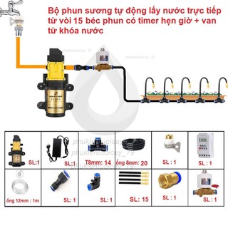 Bộ phun sương tưới cây tự động béc dồng 10, 15, 20 đầu béc uốn cong được C33