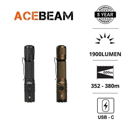 Đèn pin chiến thuật ACEBEAM T35 sáng 1900lm chiếu xa 380m pin 18650 2600mAh sạc USB C