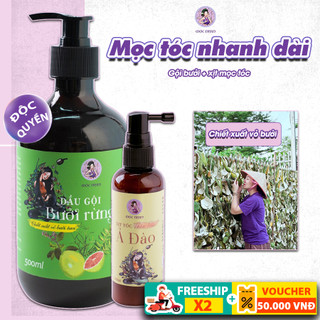 Combo mọc tóc nhanh dài - Dầu gội bưởi rừng và Xịt mọc tóc Mộc Nhan
