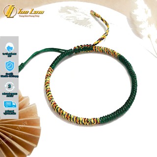 [HÀNG SALE] Vòng tay may mắn chỉ ngũ sắc tây tạng bện đối xứng chỉ xanh rêu hợp mệnh - DIY TUỆ LÂM
