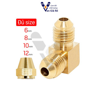 Co nối 2 đầu côn lồi ống đồng 6mm 8mm 10mm 12mm - Nối góc ống đồng - Lã ống đồng