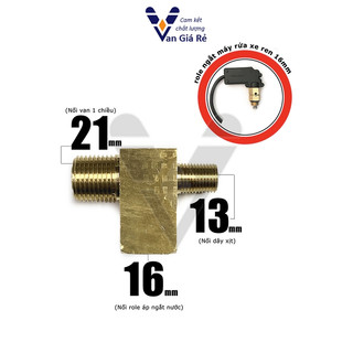 Tê nối role tự động ngắt máy rửa xe cao áp 21x16x14