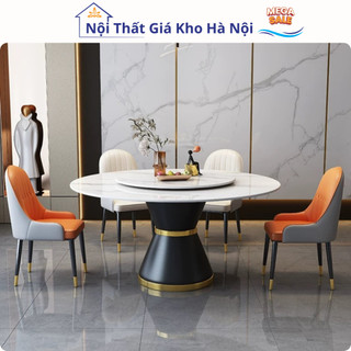 Bộ bàn ăn tròn 2 mặt đá kết hợp ghế monet có tay nhập khẩu