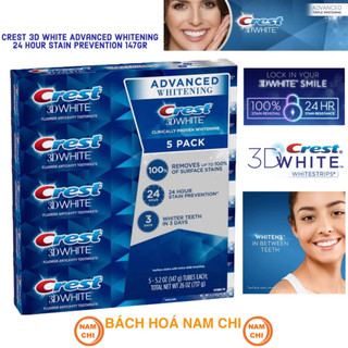 [1 TUÝP] Kem Đánh Răng Crest 3D White ADVANCED WHITENING 147G - Hàng Mỹ - MẪU MỚI