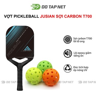 Bộ 2 Vợt Pickleball JUSAIN Sợi Carbon T700 Lõi Tổ Ong PMI Trọng Lượng 225Gram Tặng Kèm Bóng Tập Luyện