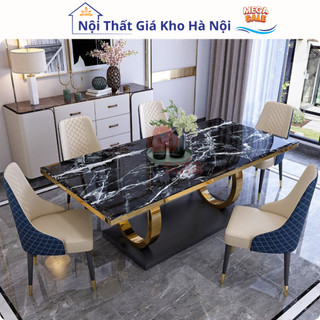 Bộ bàn ăn double q kết hợp ghế ăn lotus tân cổ điển nhập khẩu cao cấp