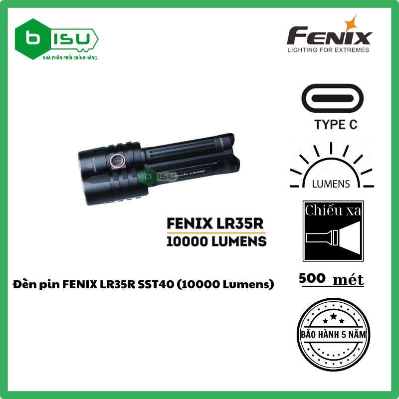 ĐÈN PIN FENIX LR35R SST40 (10000 LUMENS)