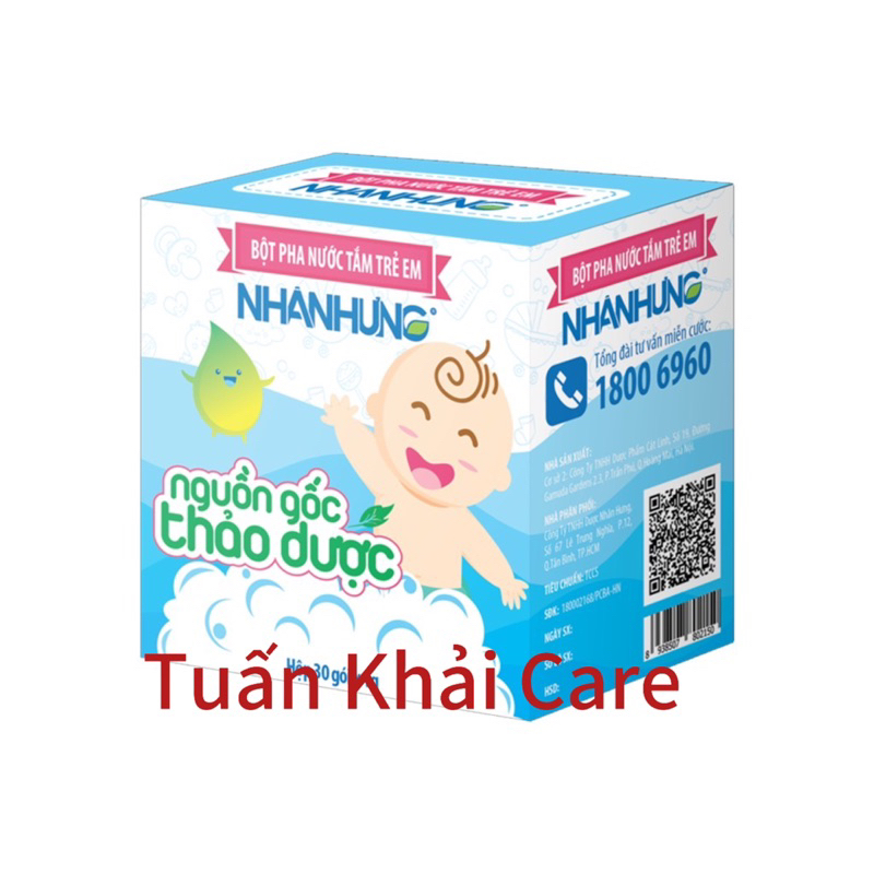 [CHÍNH HÃNG] Bột pha nước tắm trẻ em Nhân Hưng - Hộp 30 Gói