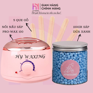   CHE TÊN  Combo 100gr Sáp Dừa Xanh Premium + Nồi Nấu Sáp Wax Lông ProWax100 HY WAXING Tặng Que 
