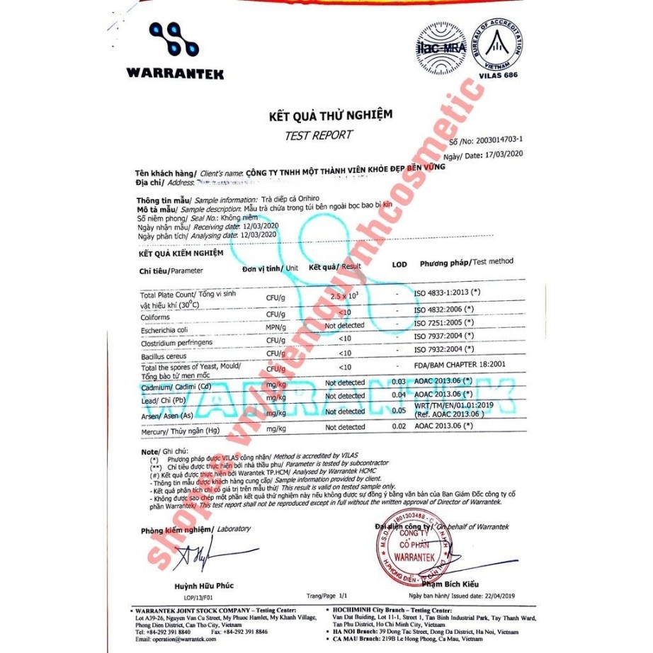 Trà diếp cá Orihiro 60 túi lọc Nhật Bản