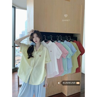 ÁO SƠ MI BIGSIZE CỘC TAY FORM RỘNG THÊU NƠ [TNT SHOP BIGSIZE 60KG 90KG]