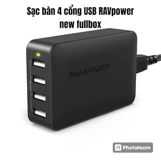 Sạc bàn 4 cổng ravpower rp-uc07, 40w-8a-4 cổng usb new fullbox