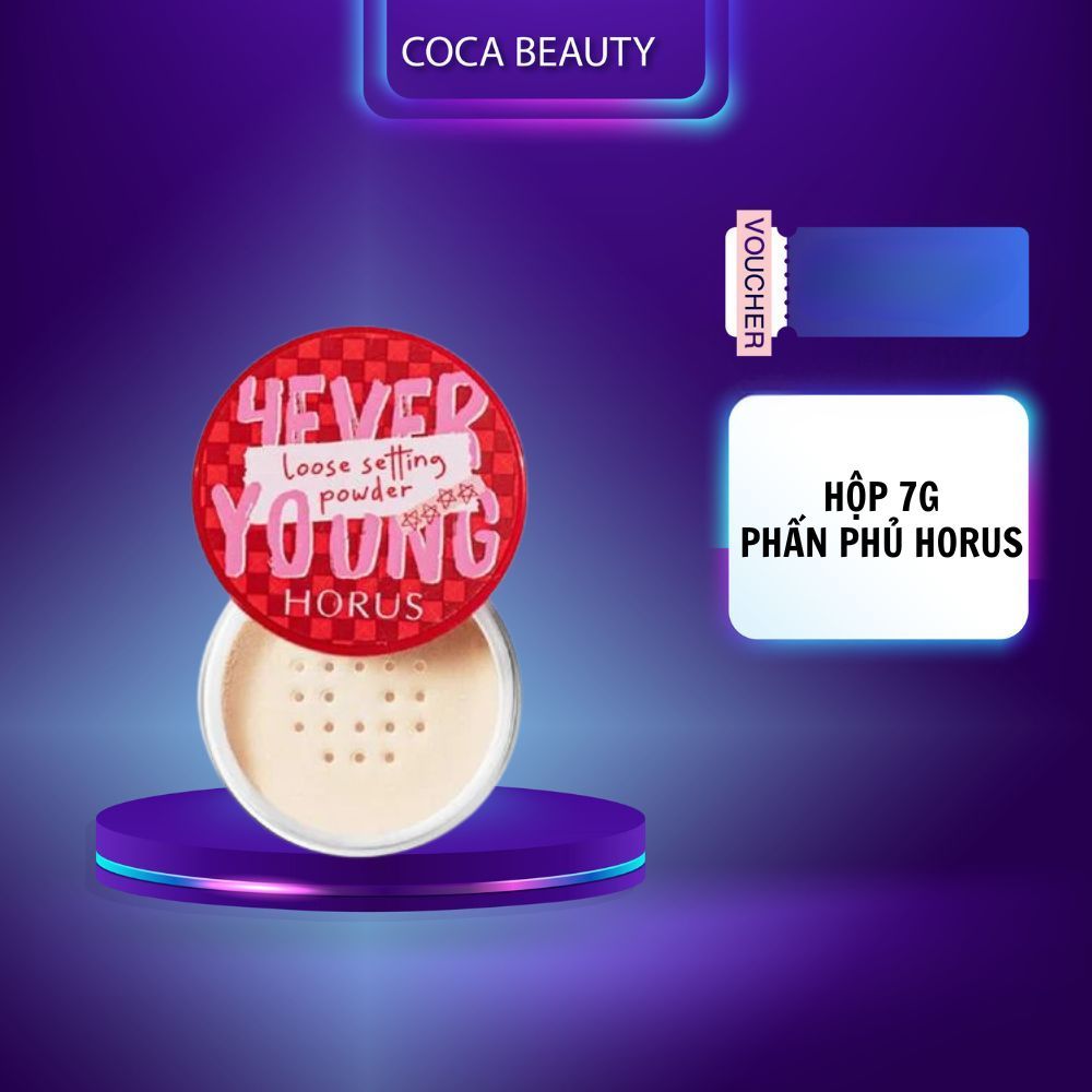 Phấn phủ Horus 4EVERYOUNG Loose Setting Powder 7g che phủ tự nhiên giúp kiểm soát dầu thừa
