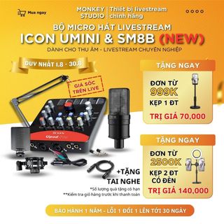 Mic Livestream, Micro thu âm Sound Card ICON UPOD PRO & Mic TAKSTAR SM8B Hát Karaoke, Monkey Studio