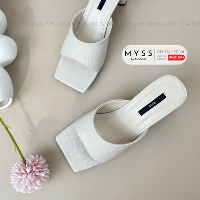 Giày guốc nữ MYSS mũi vuông quai ngang khoét u gót trụ 5cm thời trang - SU202
