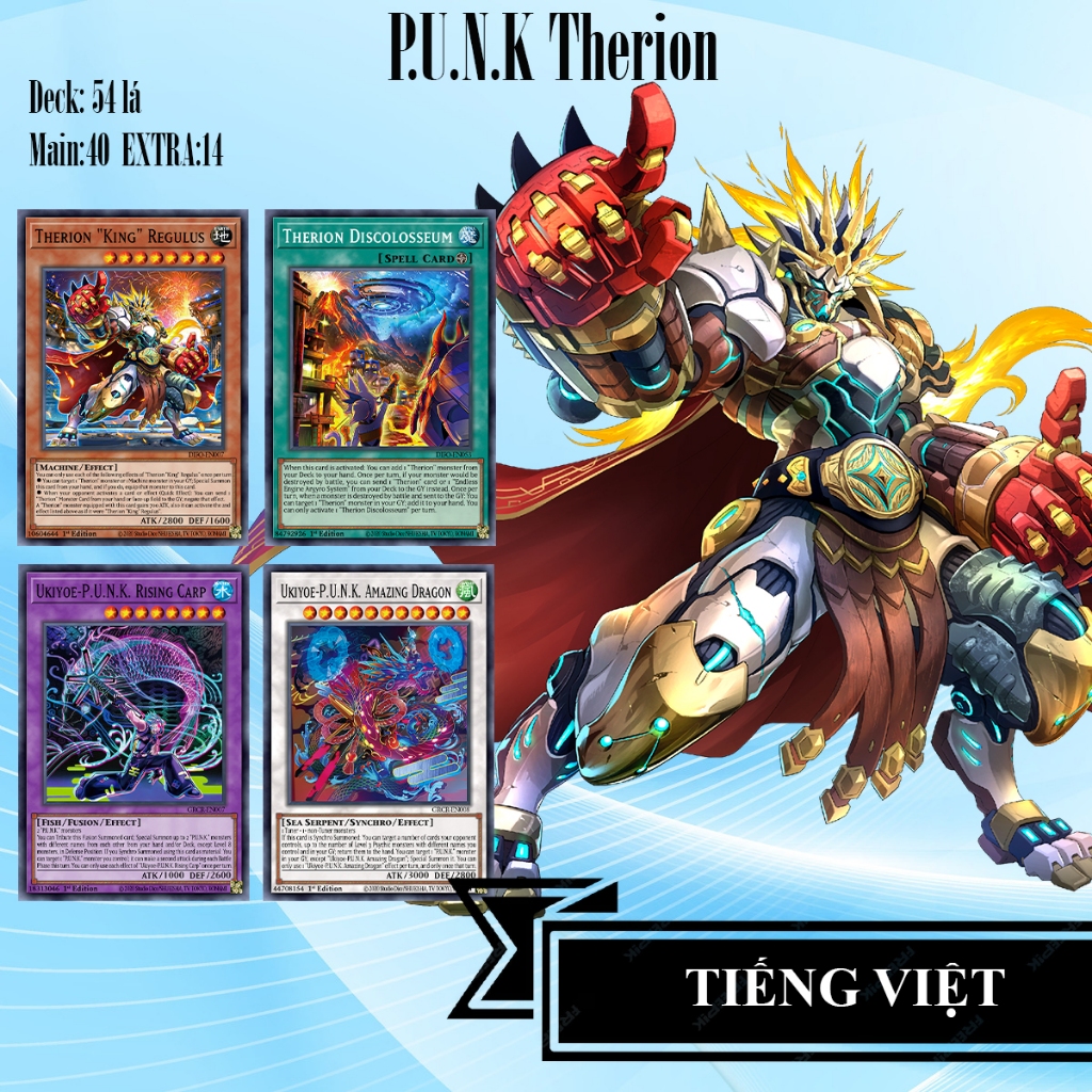 [TIẾNG VIỆT] Bài YuGiOh - Bộ 54 lá bài P.U.N.K Therion - P.U.N.K Therion Deck - Card Game VN Giá Rẻ