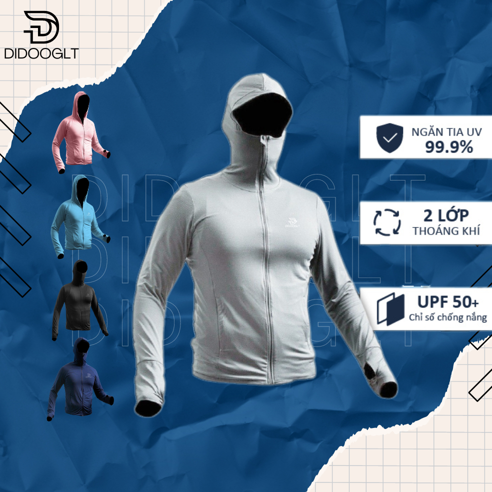 Áo chống nắng 2 lớp RICO chống tia UV nam nữ khoá kéo cổ cao