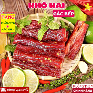 Thịt Nai Gác Bếp Rừng Tây Bắc Chuẩn Mường Then (Tặng Chẩm chéo) Khô Nai Sấy Mè Ngọt Thơm