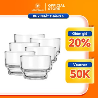 Bộ 6 cốc thủy tinh uống nước LOTUS GLASS VTC56 Cốc đựng nước 100ml hình dáng độc đáo dùng để uống trà, uống cafe