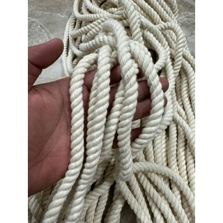 Dây thừng macrame se cotton, dây thừng trang trí size 10mm màu ngà