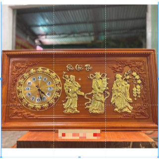 Tranh đồng hồ Phúc Lộc Thọ gỗ hương