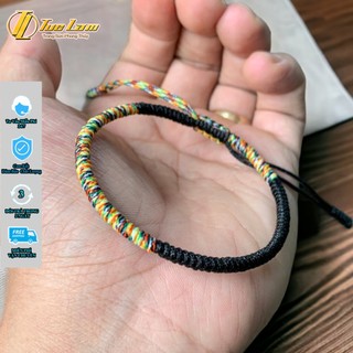 [VÒNG MAY MẮN] Vòng tay may mắn chỉ ngũ sắc tây tạng bện đối xứng chỉ đen hợp mệnh - DIY TUỆ LÂM
