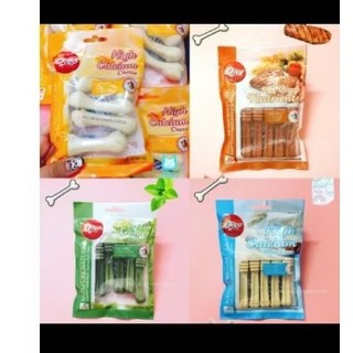 Xương gặm sạch răng, xương canxi Orgo. Bổ sung canxi cho cún cưng vị Phô mai, Bò nướng, Trà xanh, Sữa.