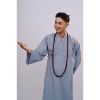 Áo tràng phật tử nam - Áo lam phật tử, áo choàng đi chùa cho các khoá tu chất vải kate Silk