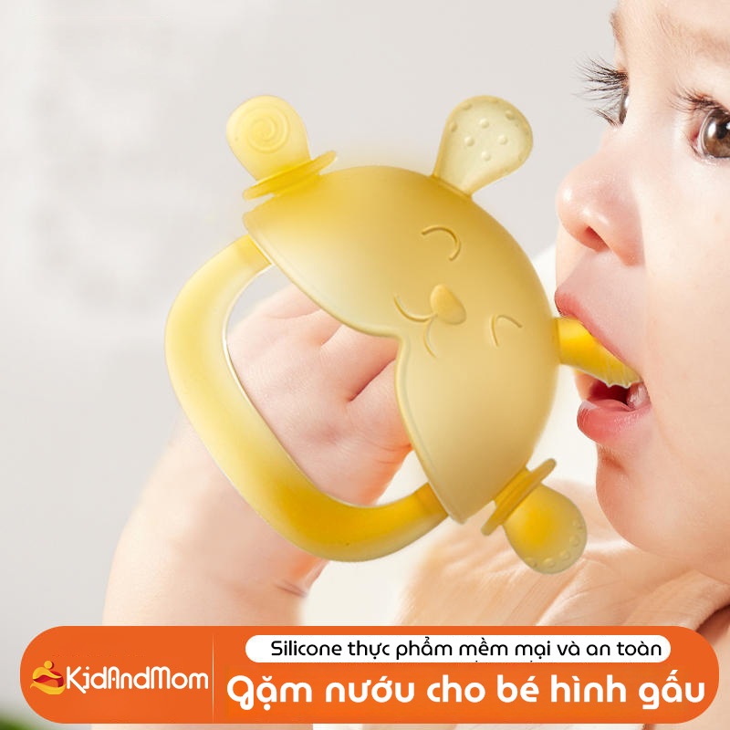 Gặm Nướu Cho Bé Xỏ Tay Hình Gấu KidAndMom Đồ Chơi Gặm Nướu Silicone Siêu Mềm An Toàn Cho Bé Sơ Sinh