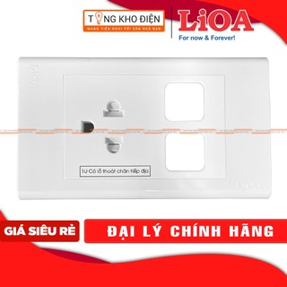Mặt 1 ổ cắm + 2 lỗ LiOA [CHÍNH HÃNG], Nhựa TRẮNG - Tiếp điểm ĐỒNG