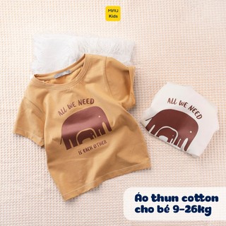 Áo thun bé trai hoạ tiết Voi mẹ voi con ngộ nghĩnh đáng yêu chất thun cotton mềm mịn mát cho bé mặc nhà đi học đi chơi