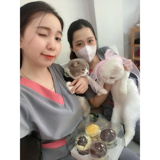 đồng phục spa ( xám viền hồng )
