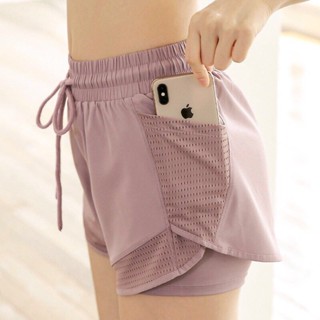 Quần Đùi Thể Thao Gym-YoGa mẫu Hai Lớp Có Túi Chất Mềm, Mịn, Mát