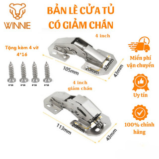 Bản lề cửa tủ bếp 4inch cao cấp tặng kèm vit 4*16 - Bản lề giảm chấn chắc chắn cứng cáp