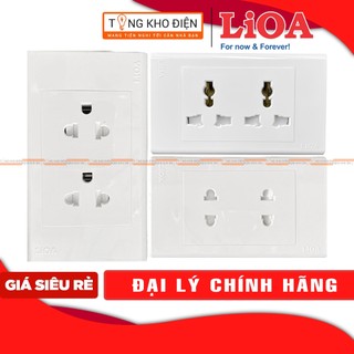 [CHÍNH HÃNG] Mặt ổ cắm đôi 3 chấu, ổ cắm đôi đa năng LiOA (âm tường + lắp nổi)